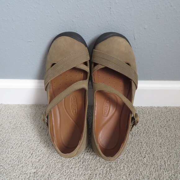 NWB KEEN Presidio Ii Mary Jane Shoes Womens 7.5 Cross Strap Flats Brown Leather - Picture 6 of 12